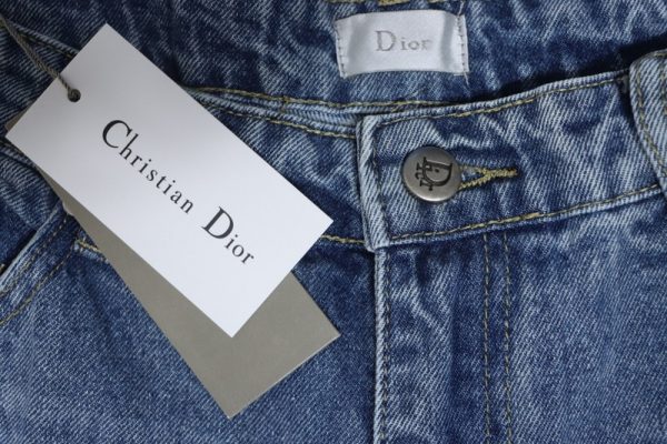 Dior CD embroidered letters plant flowers couple washed jeans - Image 6