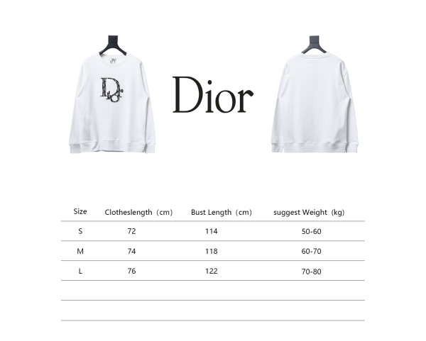 Dior Letter Logo Embroidery Sweatshirt White - Image 2