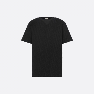 Dior Oblique Relaxed-Fit T-Shirt Black Terry Cotton Jacquard