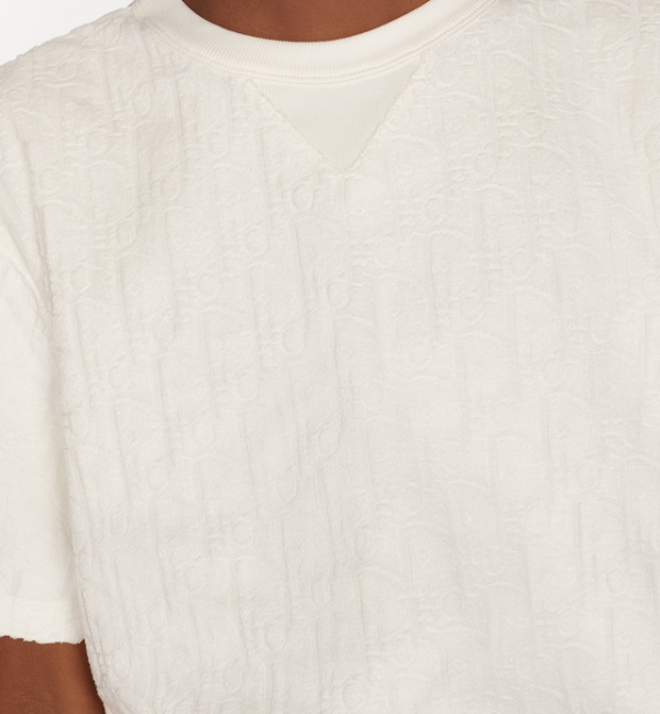 Dior Oblique Relaxed-Fit T-Shirt Off-White Terry Cotton Jacquard - Image 5