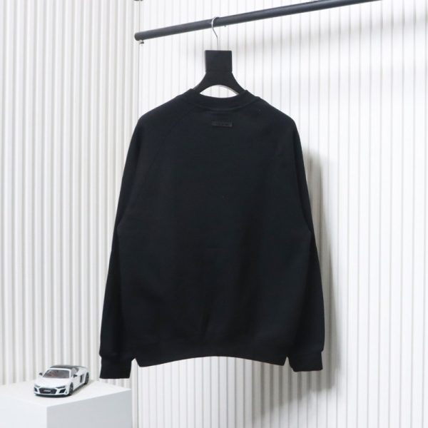 Fear of God FOG double line 24FW FG letter round neck black hoodie - Image 2