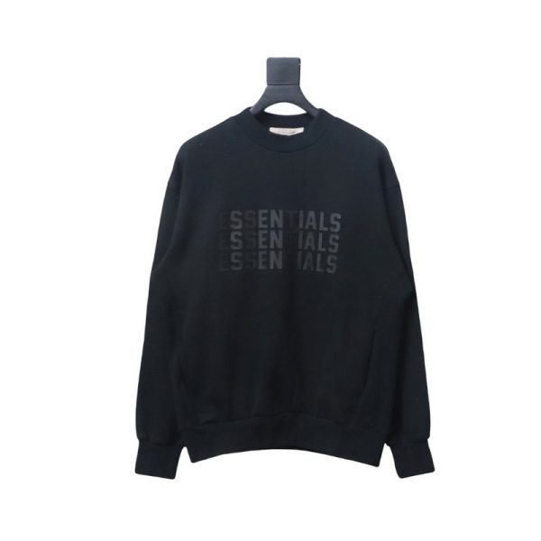Fear of God FOG essential double line three-row silicone letter round neck sweatshirt