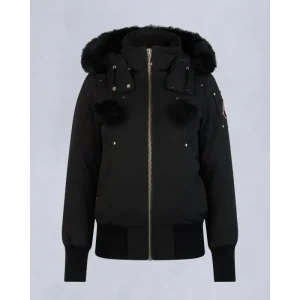 Moose Knuckles Black Jacket Black Wool Collar（NFC)