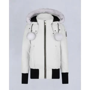 Moose Knuckles White Jacket White Wool Collar（NFC)
