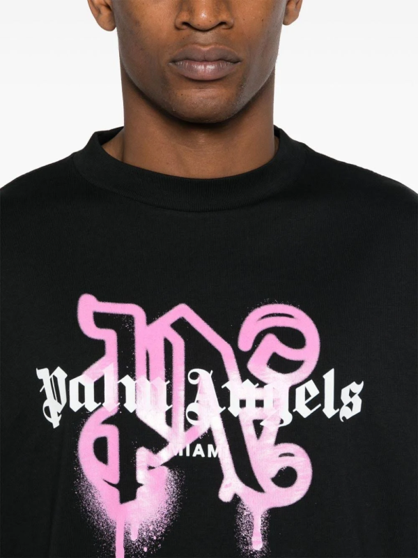 Palm Angels Miami Monogram Spray-print T-shirt - Image 3