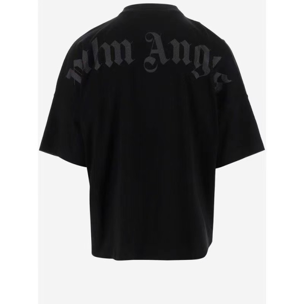 Palm Angels Oversize glittered logo cotton t-shirt - Image 4