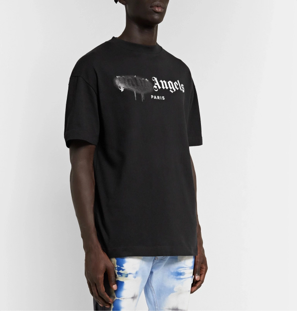 Palm Angels Paris Sprayed Logo T-Shirt 'Black/Black' - Image 4