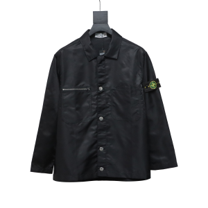 Stone Island Zipper Pocket Sleeve Shirt Jacket Black
