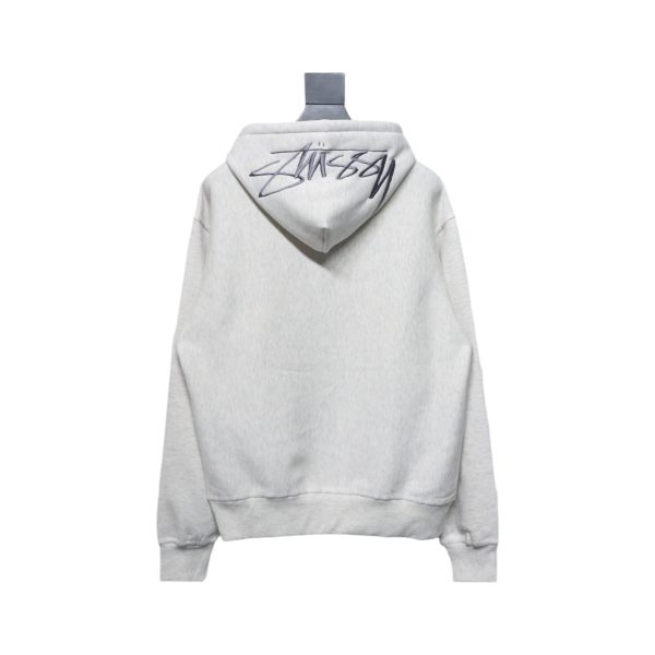 Stussy Logo Embroidered Hoodie gray