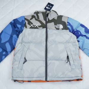 The North Face Splicing White And XX Gray Down Jacket