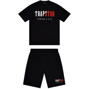 Trapstar Chenille Decoded Short Set Black/Red
