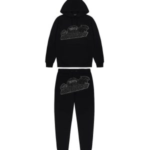 Trapstar Shooters Hoodie Tracksuit Black Monochrome Edition